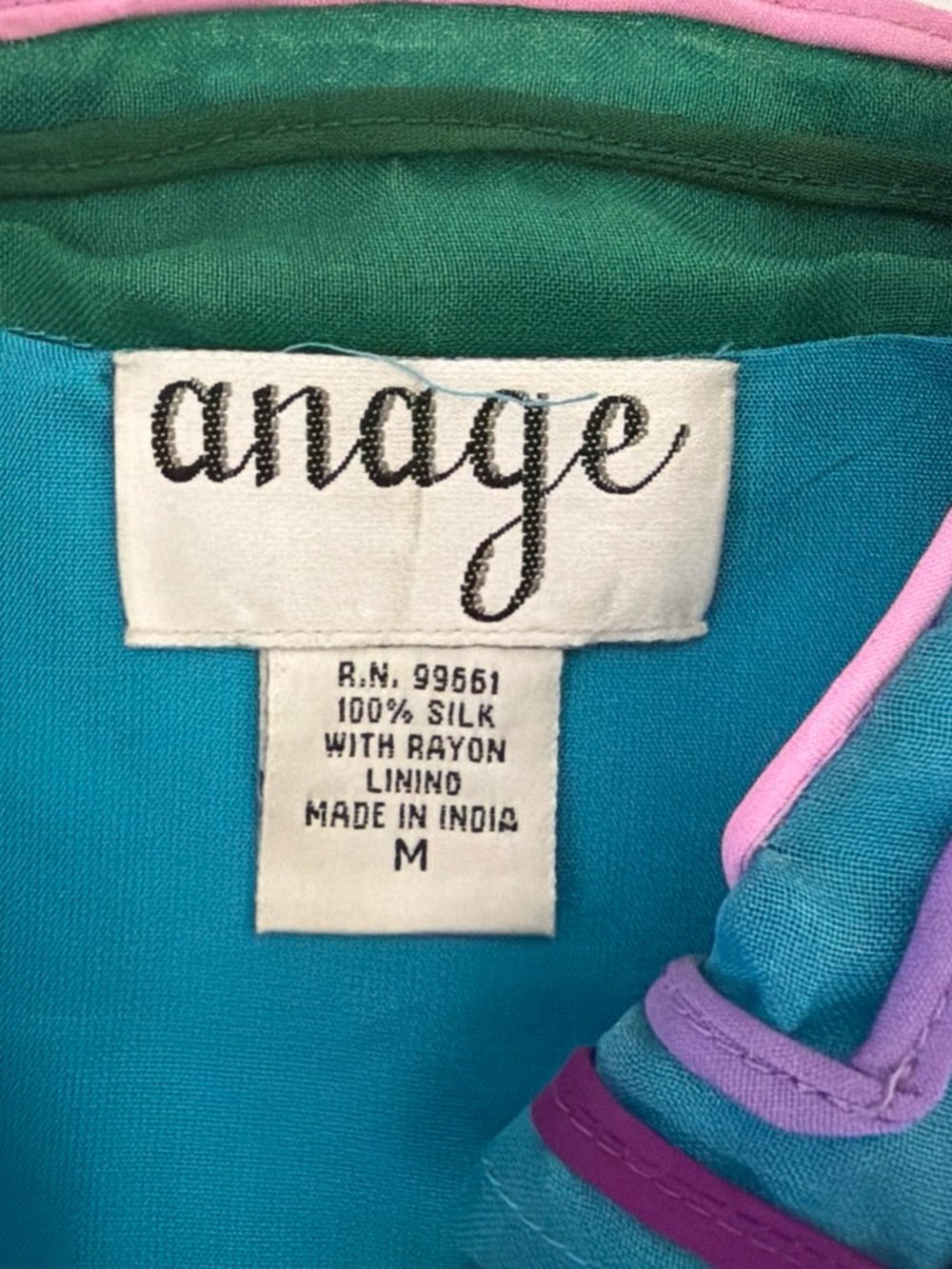 Anage Silk Multicolor Abstract Patchwork Button-Front Jacket - Picture 2 of 5